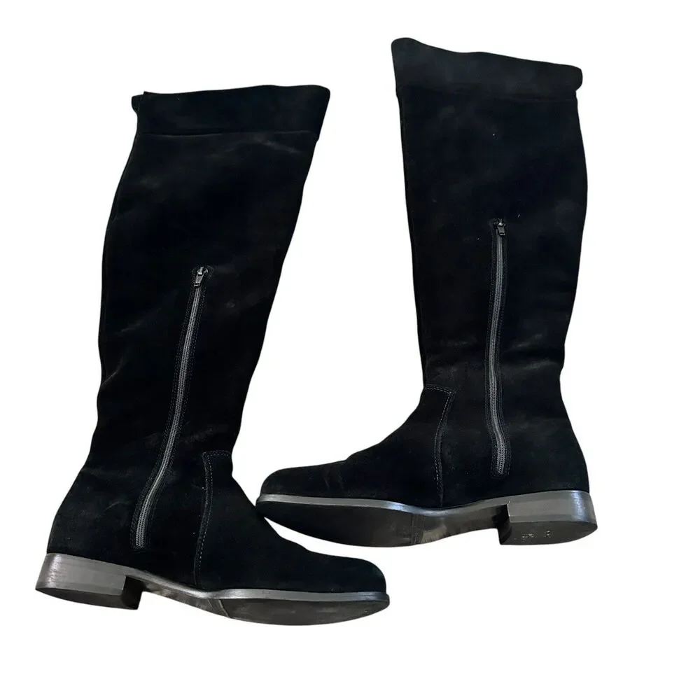 La Canadienne 6 M Women Henley Black Suede Waterproof Riding Tall Zip Boots